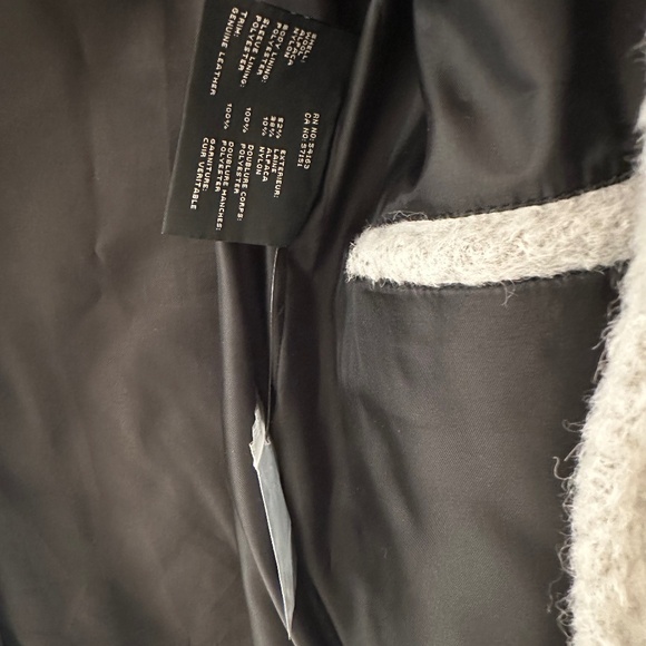 Andrew Marc Gray Wool and Alpaca Coat with Leather Trim - Picture 8 of 9